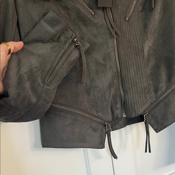 Lulu's Charcoal Suede Moto Jacket - Picture 5 of 5